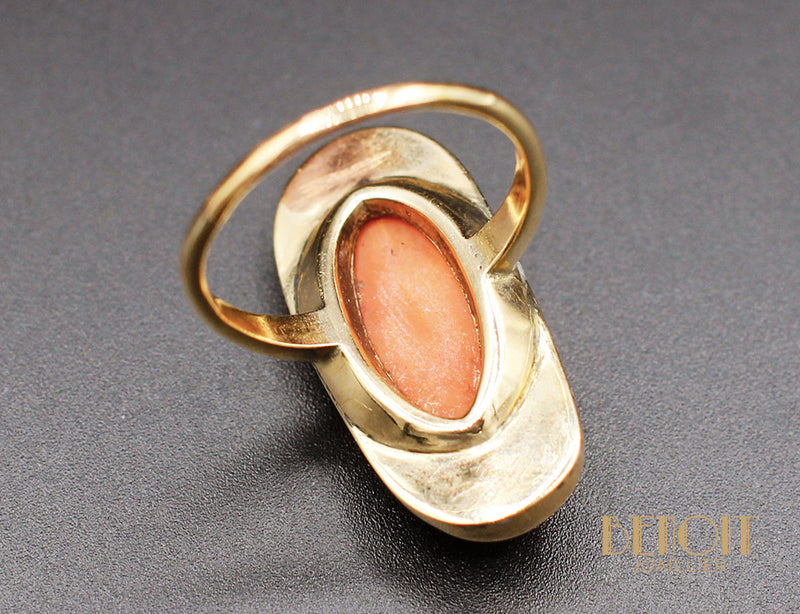 Bague Marquise Camée de Corail XIXe