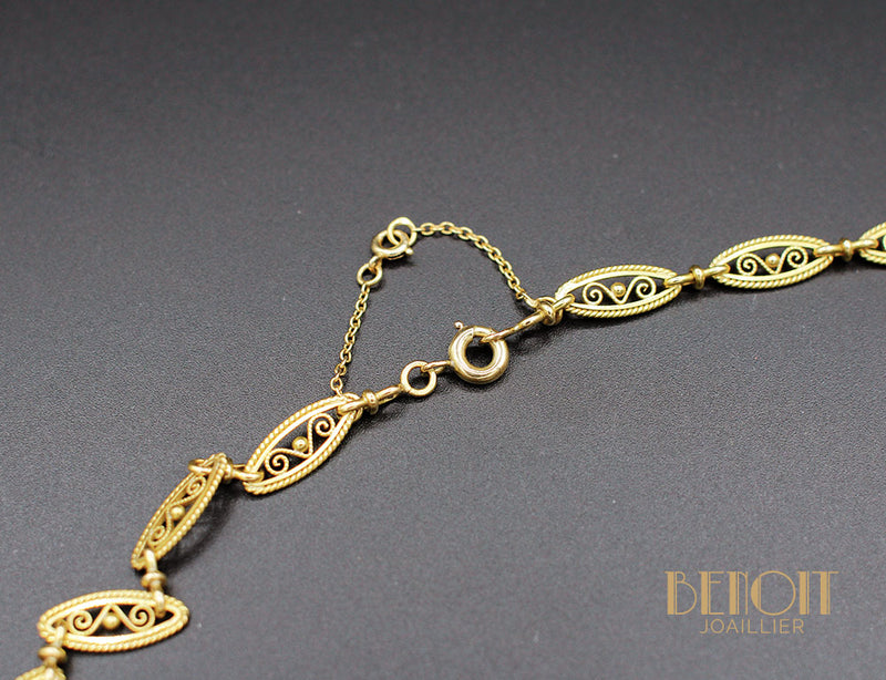 Collier Draperie Or Perles Fines