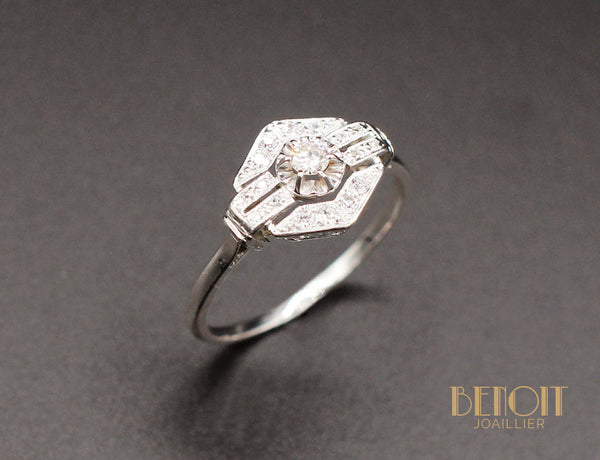 Bague Art Déco Platine Diamants