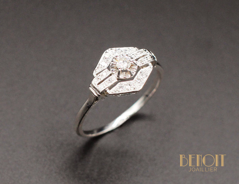 Bague Art Déco Platine Diamants