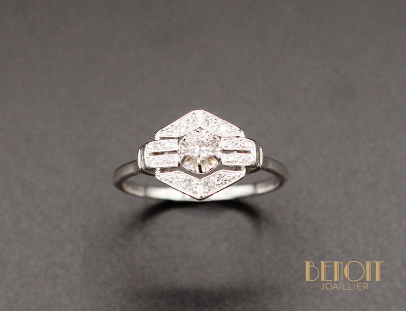 Bague Art Déco Platine Diamants