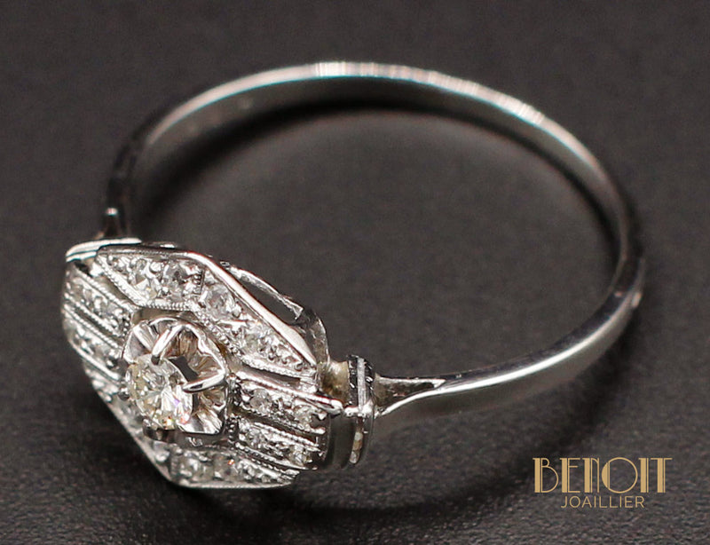 Bague Art Déco Platine Diamants