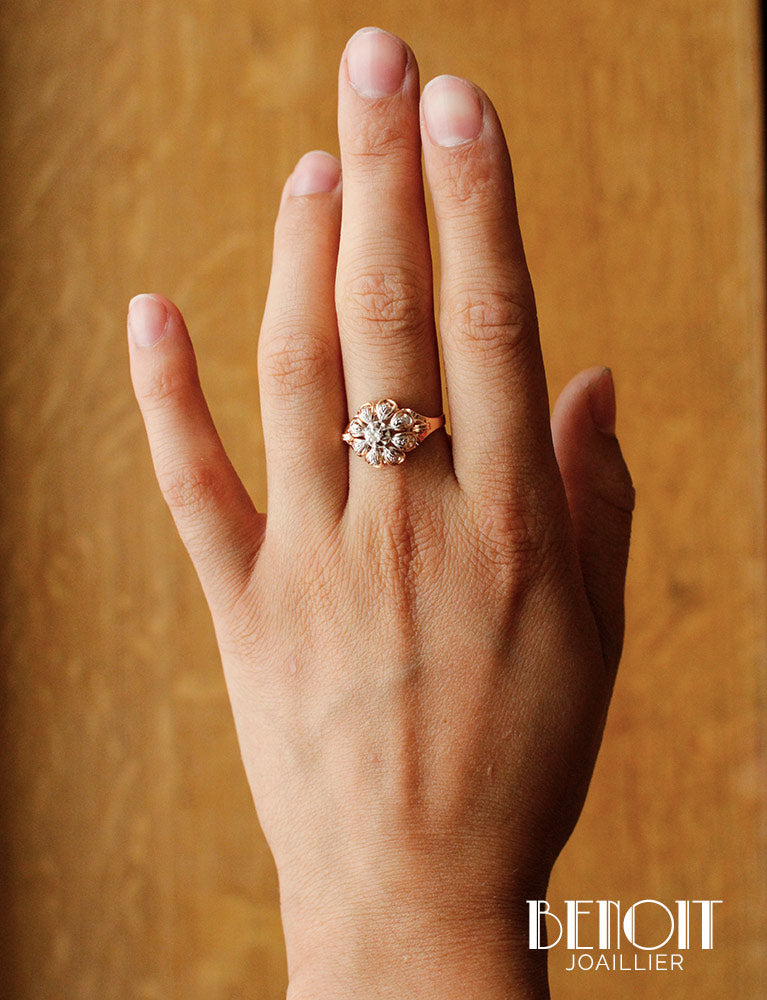 Bague 1950 Diamant Or Rose