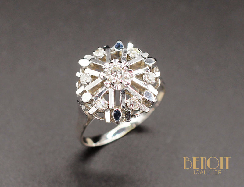 Bague "Flocon" Or Blanc Diamants