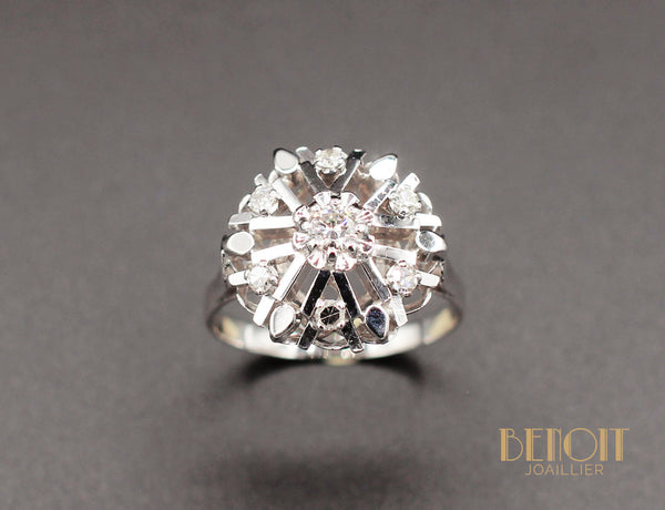 Bague "Flocon" Or Blanc Diamants