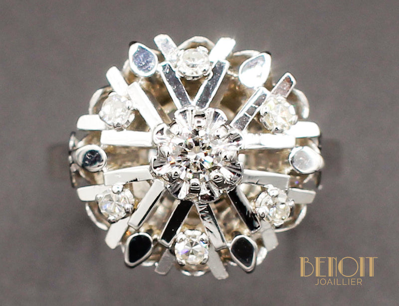 Bague "Flocon" Or Blanc Diamants