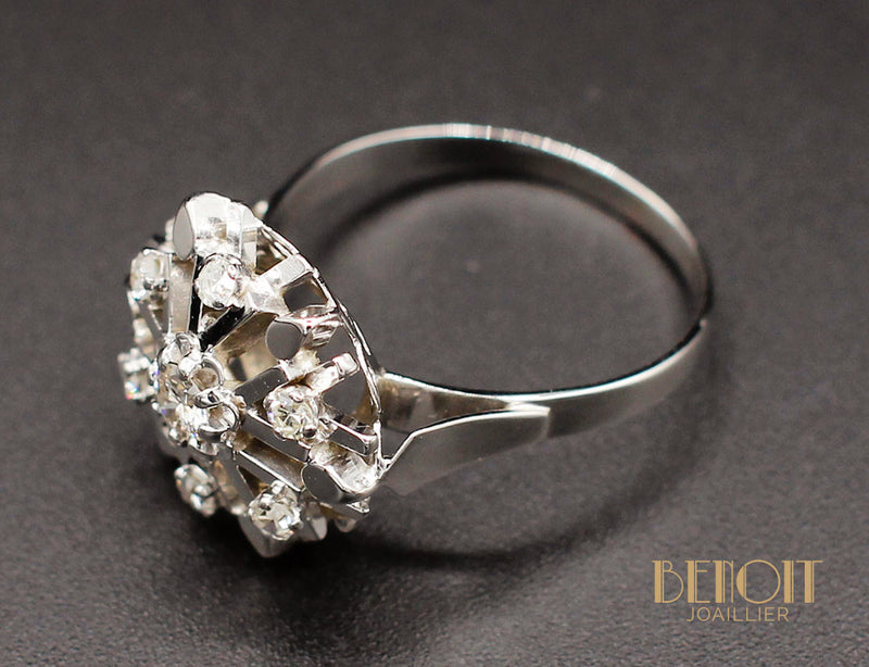 Bague "Flocon" Or Blanc Diamants