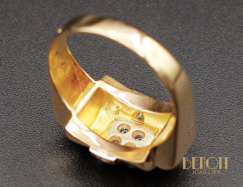 Bague Tank Or Jaune Diamants