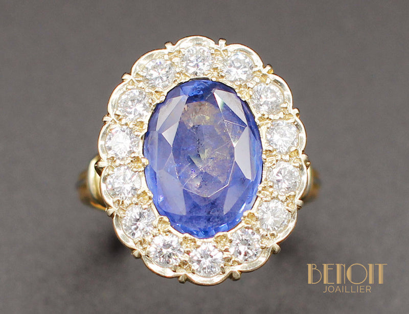 Bague Saphir Entourage Diamants