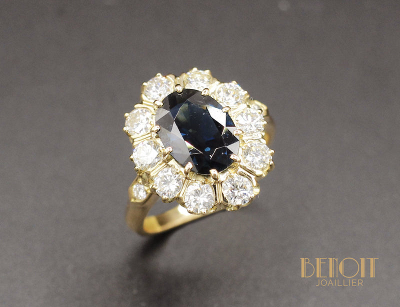 Bague Pompadour Saphir Diamants