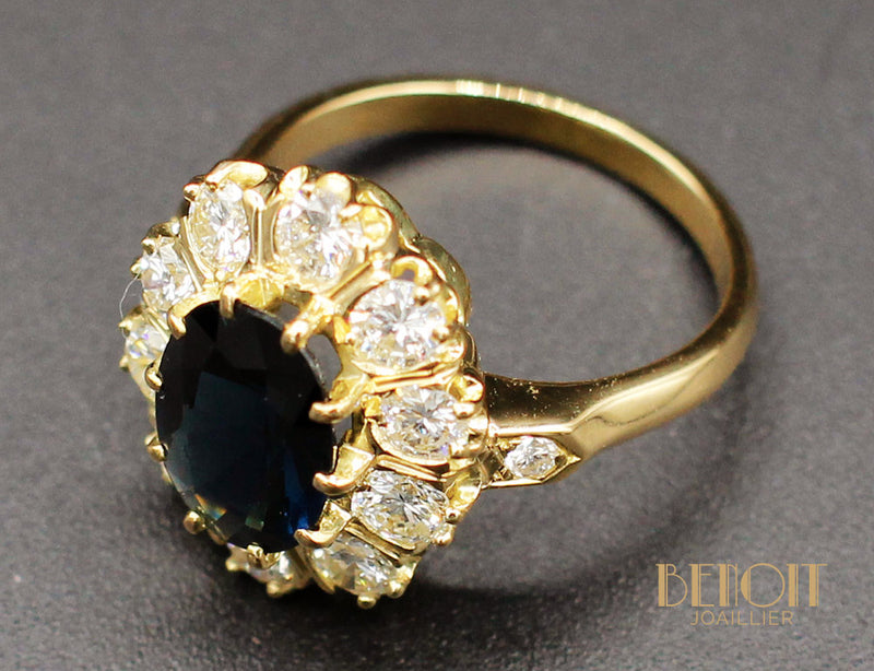 Bague Pompadour Saphir Diamants