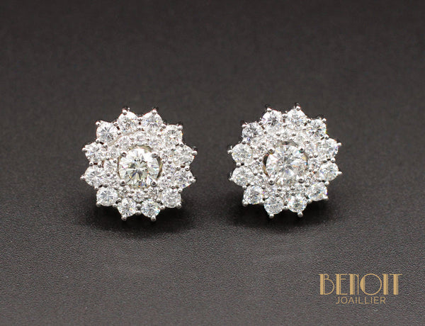 Boucles d'Oreilles Flocons En Diamants