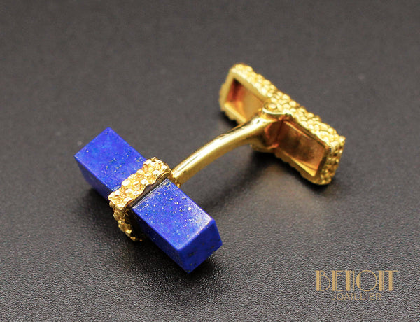 Boutons de Manchette Lapis Lazuli Or Jaune