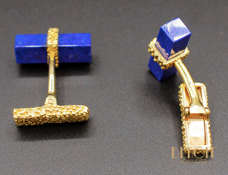 Boutons de Manchette Lapis Lazuli Or Jaune