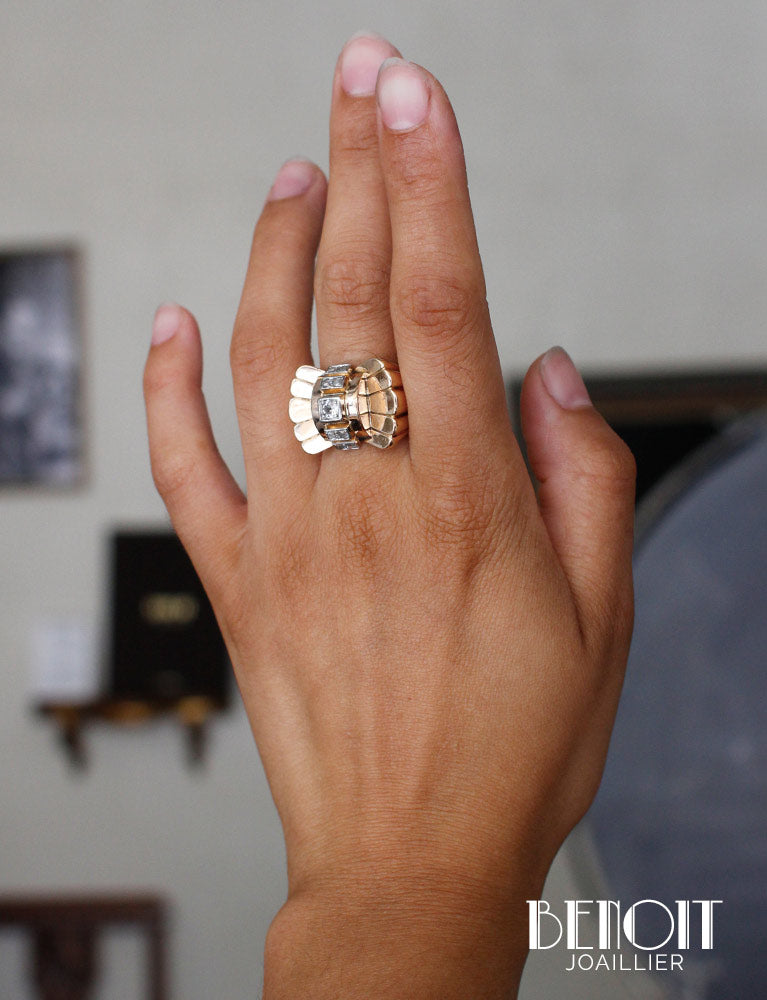 Bague 1950 Or Jaune Diamants