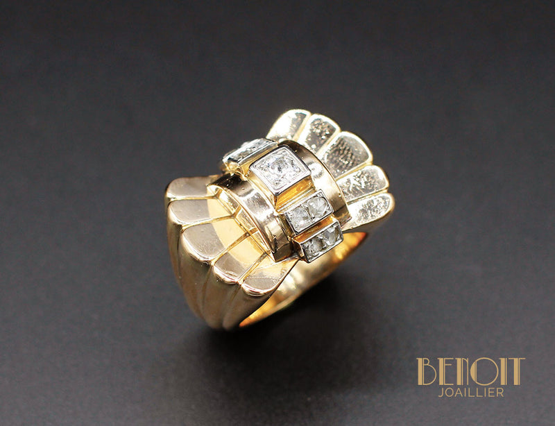 Bague 1950 Or Jaune Diamants