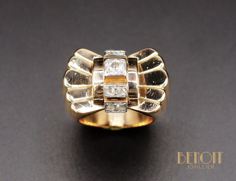 Bague 1950 Or Jaune Diamants