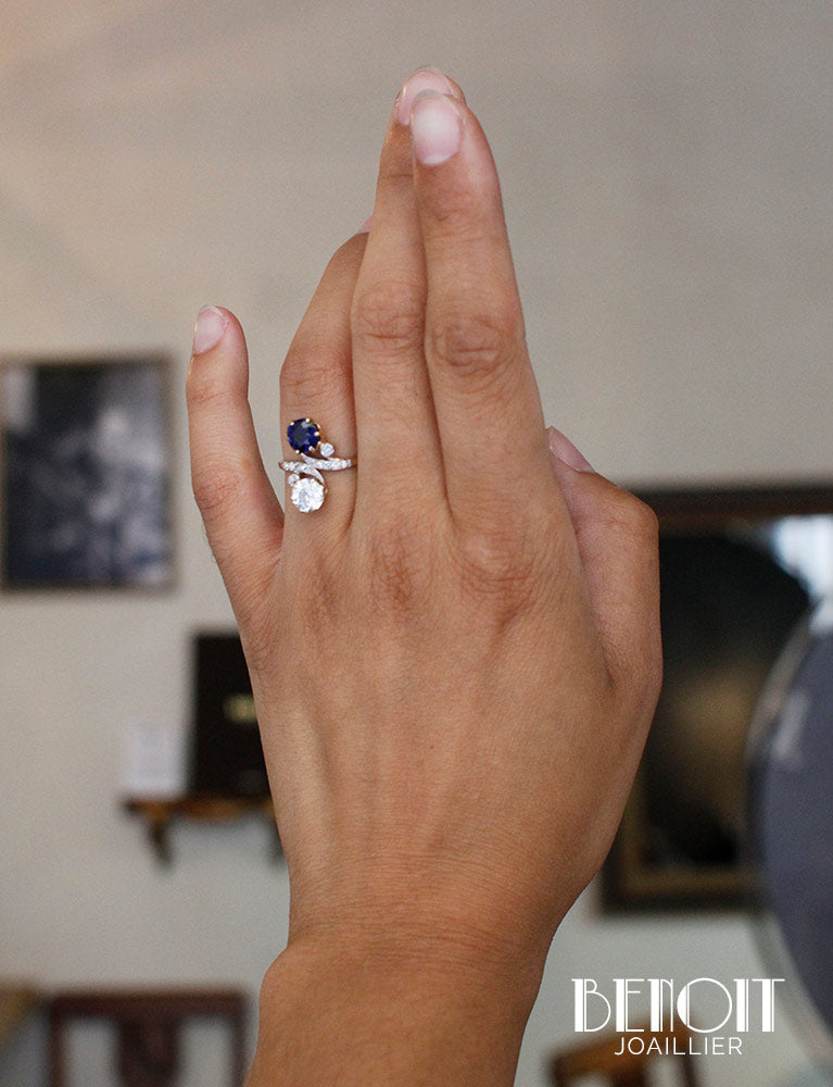 Bague Toi et Moi Saphir Diamant