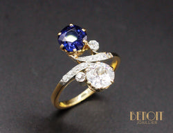 Bague Toi et Moi Saphir Diamant