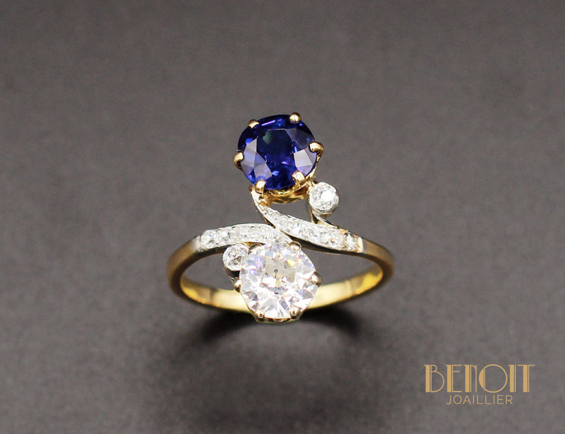 Bague Toi et Moi Saphir Diamant