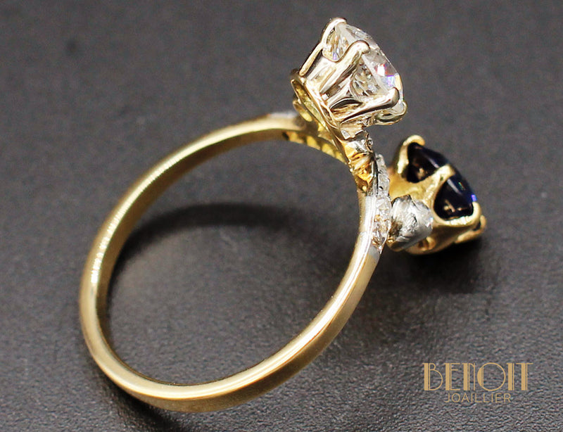 Bague Toi et Moi Saphir Diamant