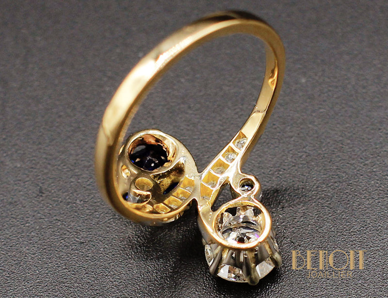 Bague Toi et Moi Saphir Diamant