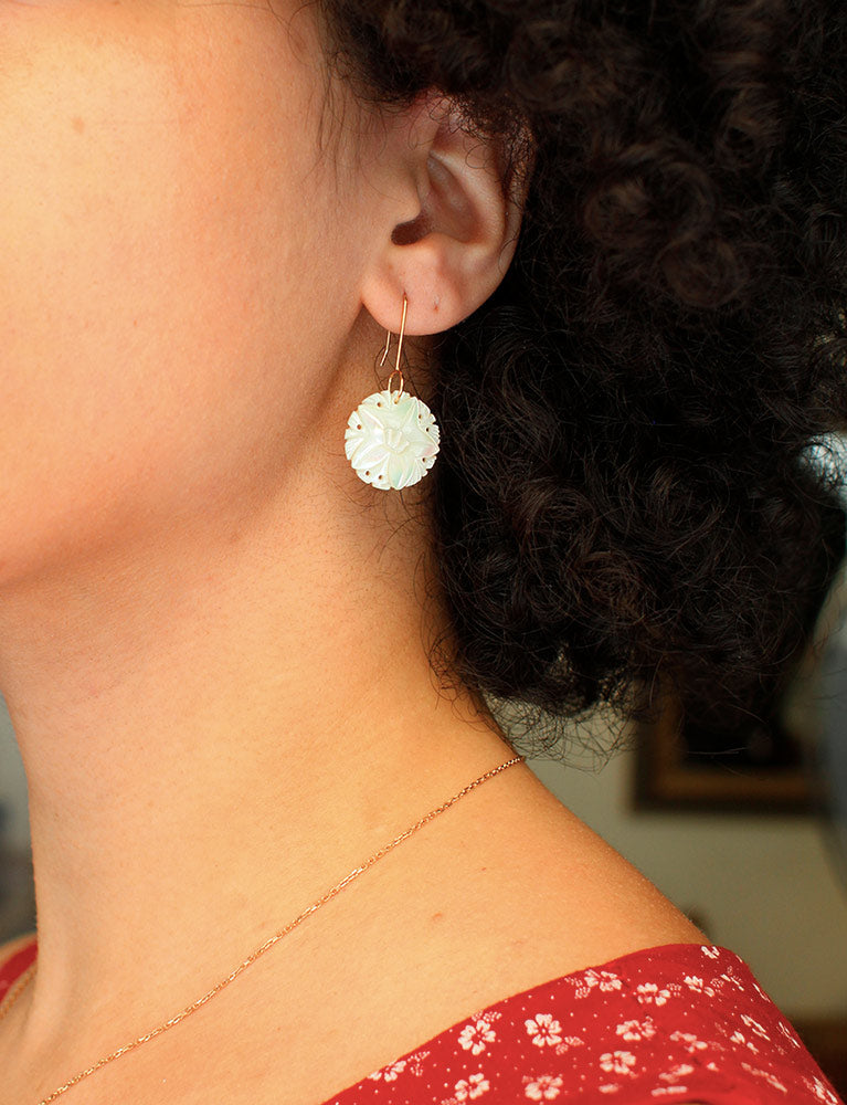 Boucles d'Oreilles "Les Recyclés" Nacre et Or