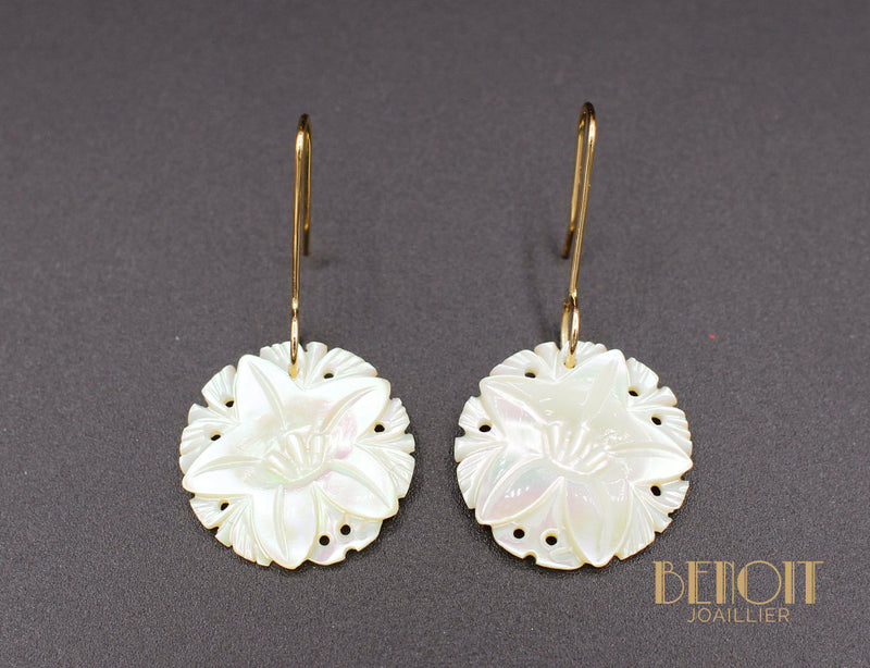 Boucles d'Oreilles "Les Recyclés" Nacre et Or