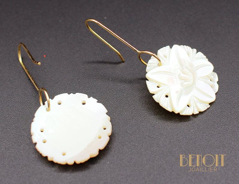 Boucles d'Oreilles "Les Recyclés" Nacre et Or