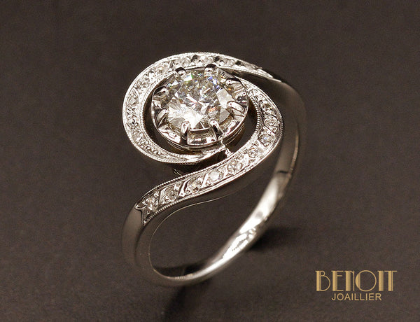 Bague Tourbillon Diamants et Or Blanc