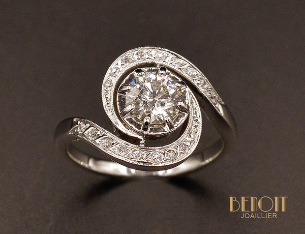 Bague Tourbillon Diamants et Or Blanc