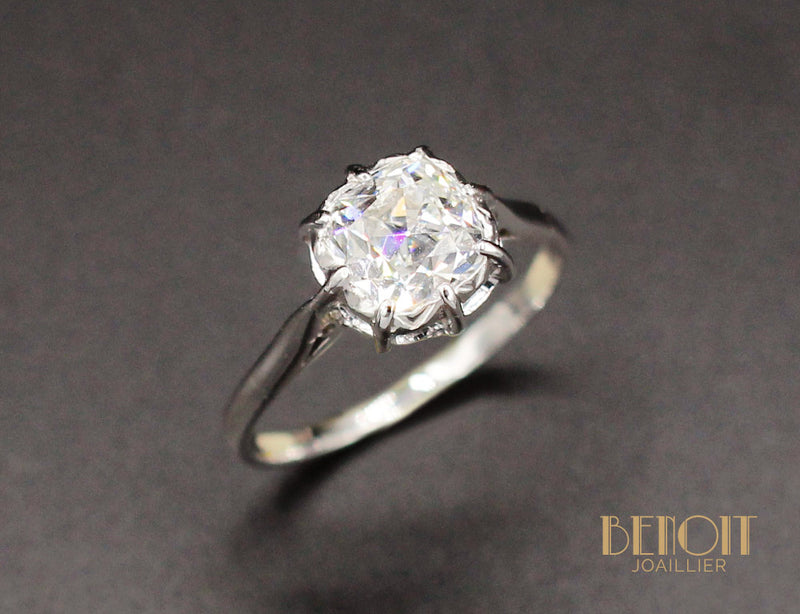 Solitaire Diamant Ancien Platine