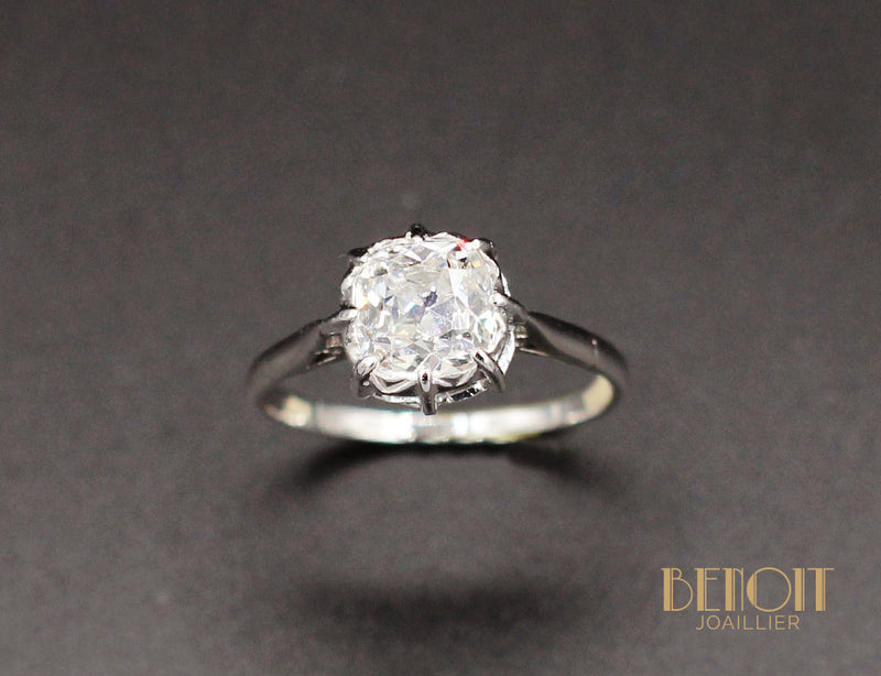 Solitaire Diamant Ancien Platine