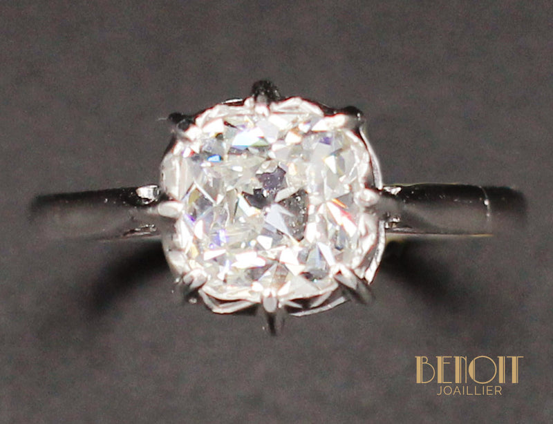 Solitaire Diamant Ancien Platine