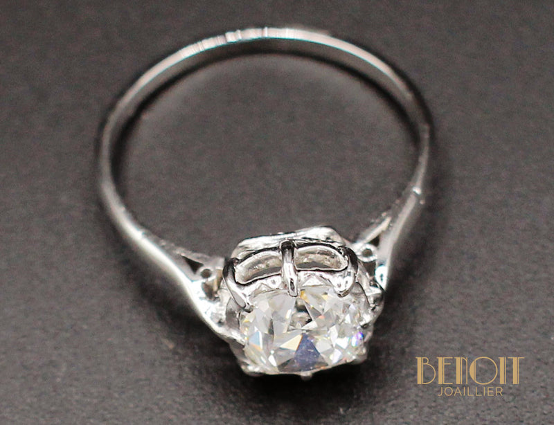 Solitaire Diamant Ancien Platine