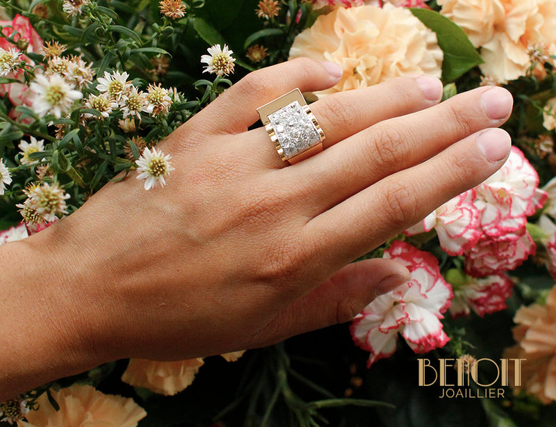 Bague Tank Or et Diamants