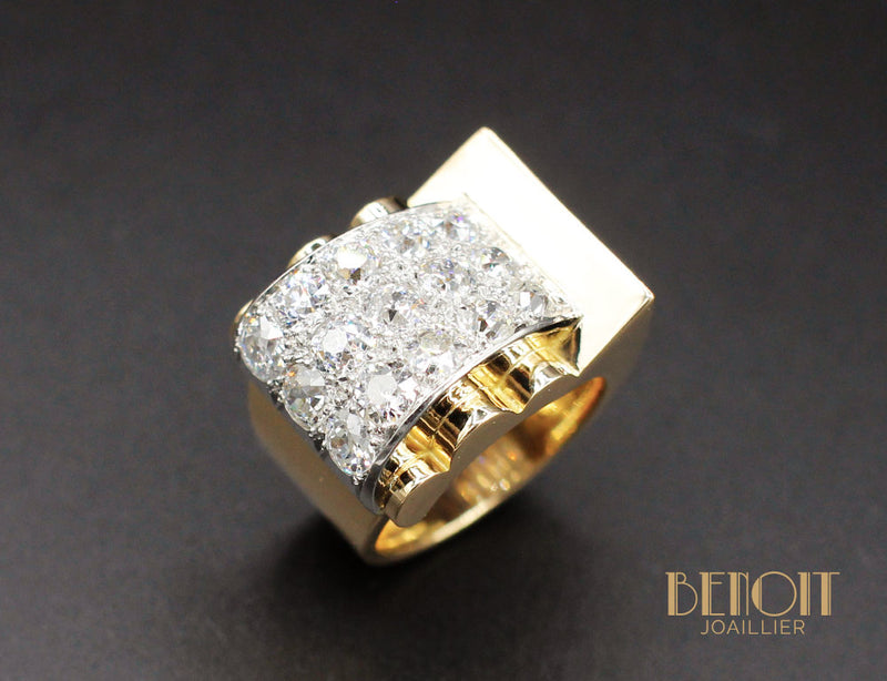 Bague Tank Or et Diamants