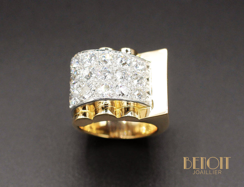 Bague Tank Or et Diamants