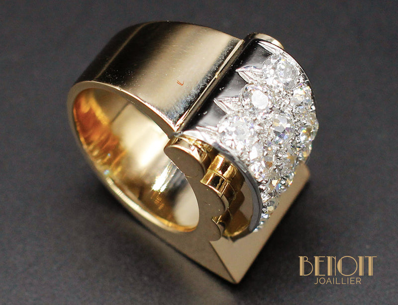 Bague Tank Or et Diamants