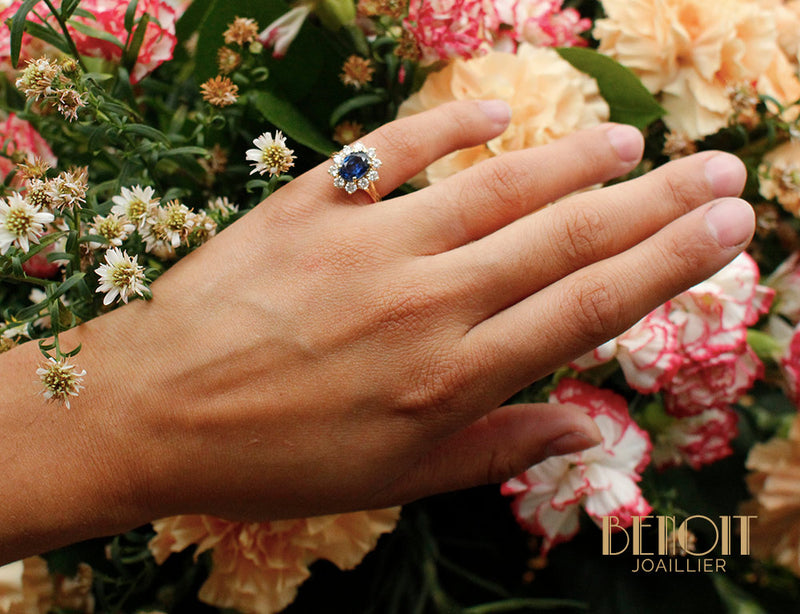 Bague Saphir Entourage Diamant