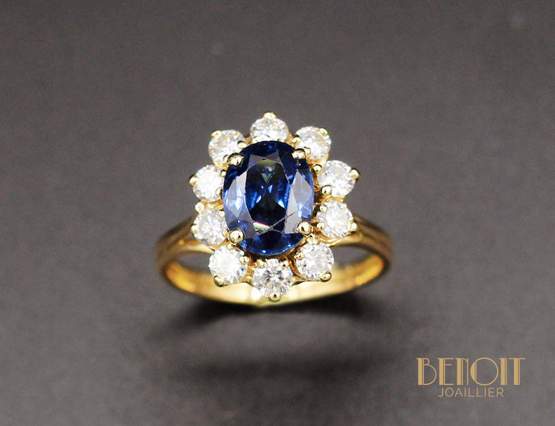 Bague Saphir Entourage Diamant