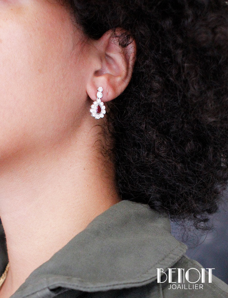 Boucles d'oreilles Rubis et Diamants