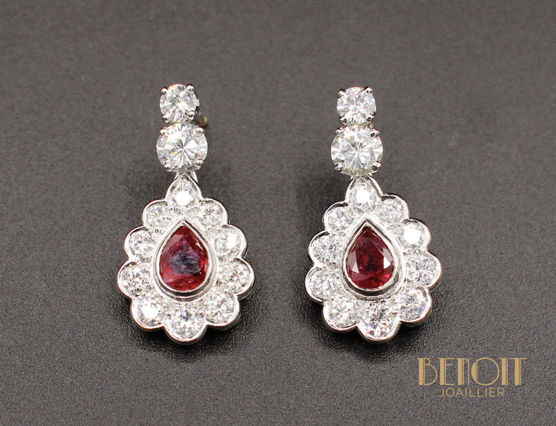 Boucles d'oreilles Rubis et Diamants