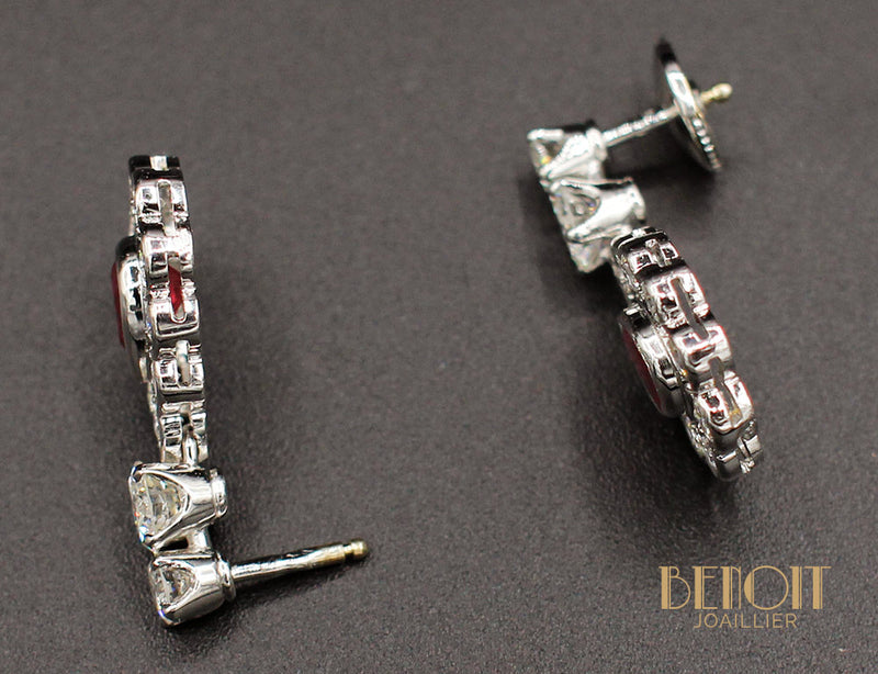 Boucles d'oreilles Rubis et Diamants