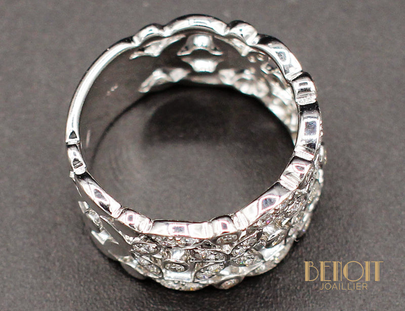 Bague "Dentelle" Or Blanc Diamants