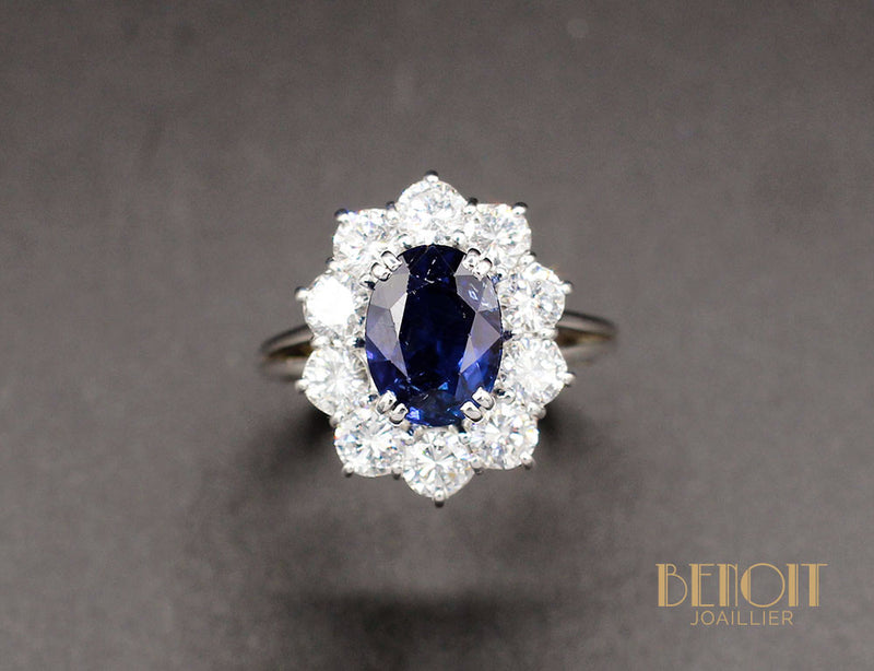 Bague Saphir Entourage Diamants