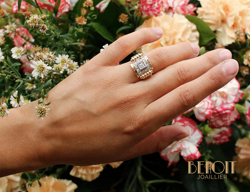 Bague 1950 Or Jaune Diamants