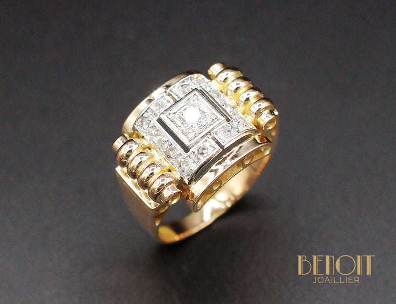 Bague 1950 Or Jaune Diamants