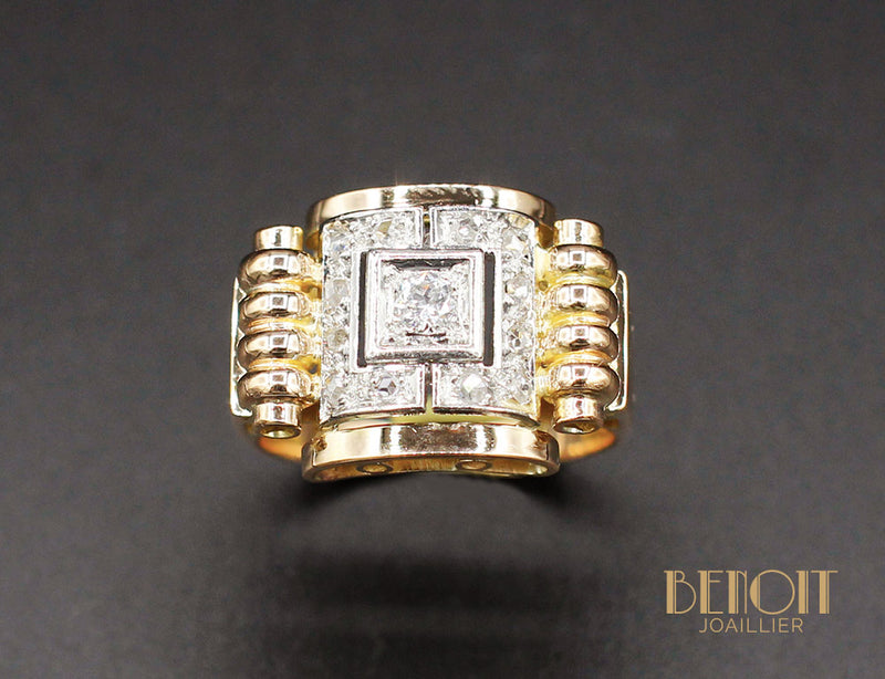 Bague 1950 Or Jaune Diamants