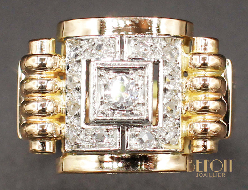 Bague 1950 Or Jaune Diamants